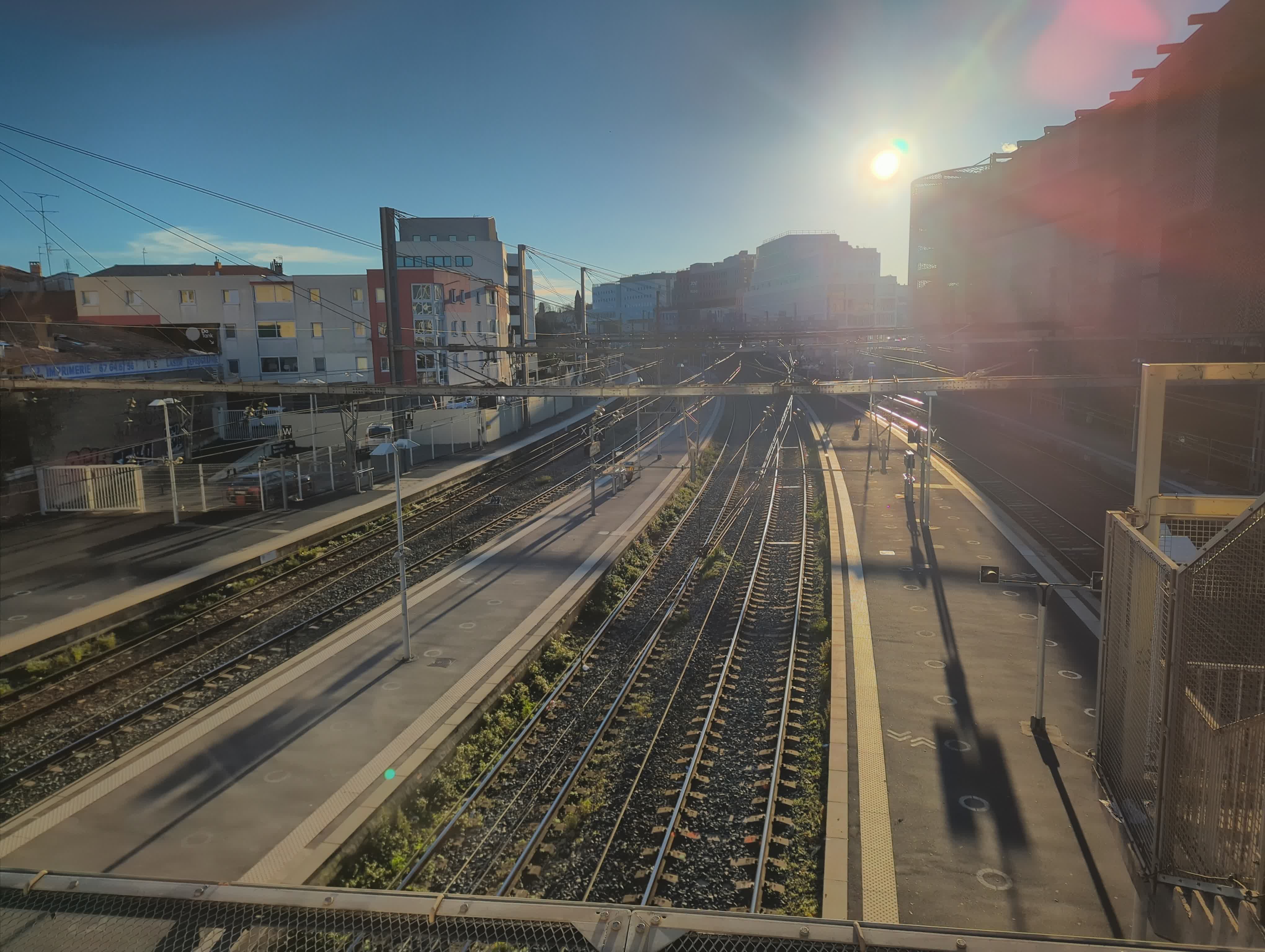 A photo taken from the top floor of the station, showing the tracks